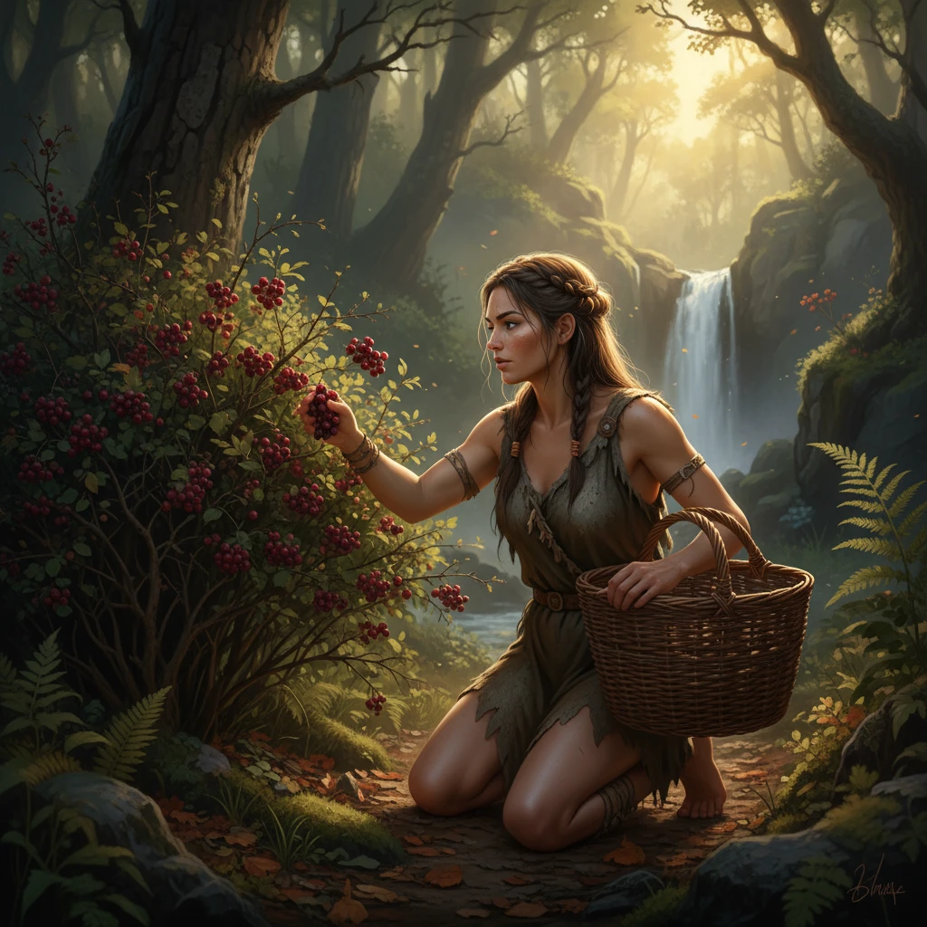 нарисуй первобытную женщину собирающую ягоды emoji