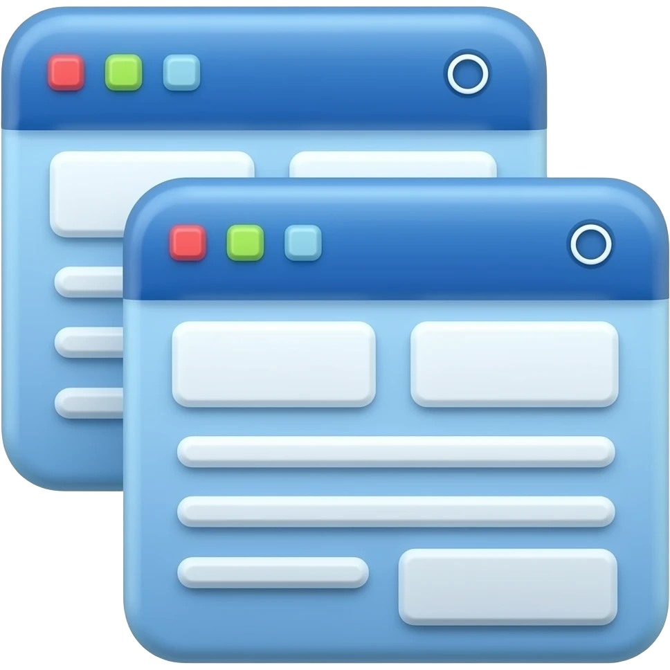 Blue color two layer UI pop ups 2D render iPhone emoji png of a detailed Computer UI pop ups emoji