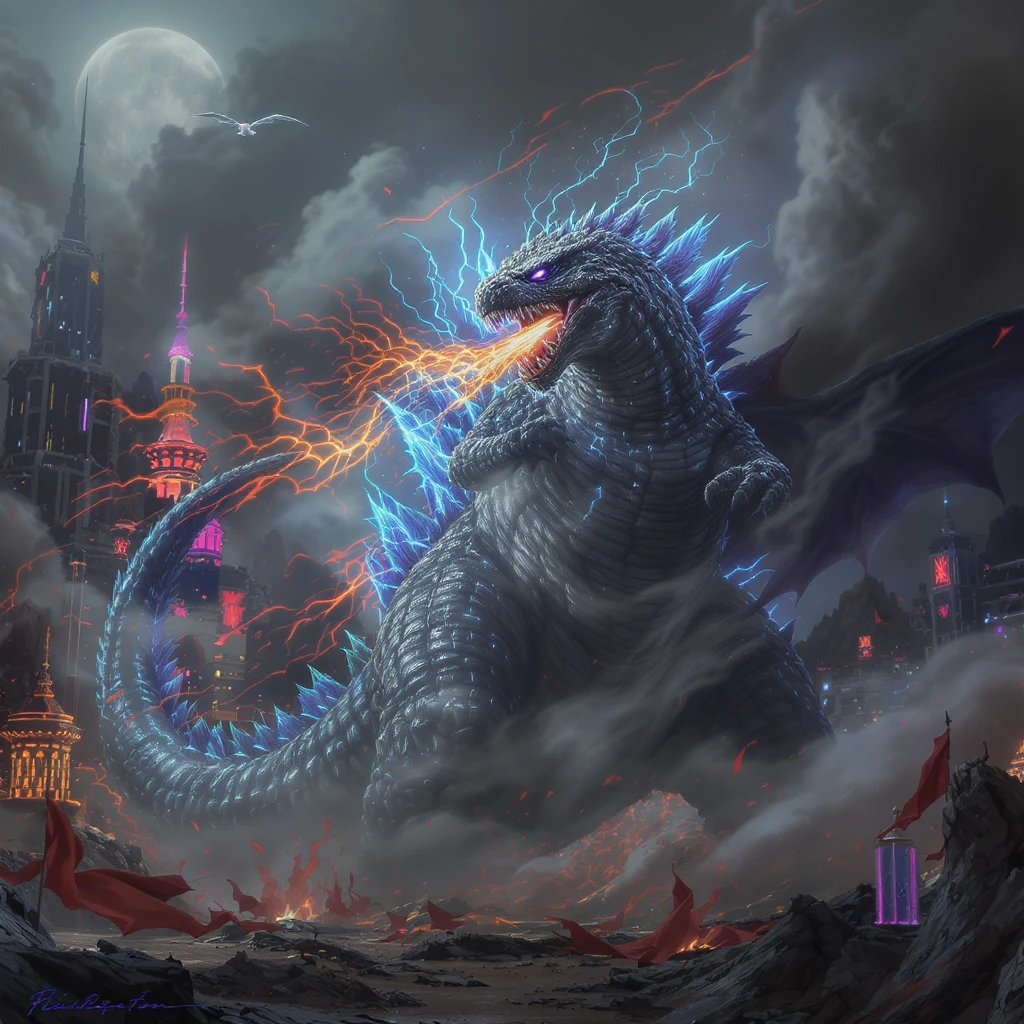 godzilla attacking ny emoji