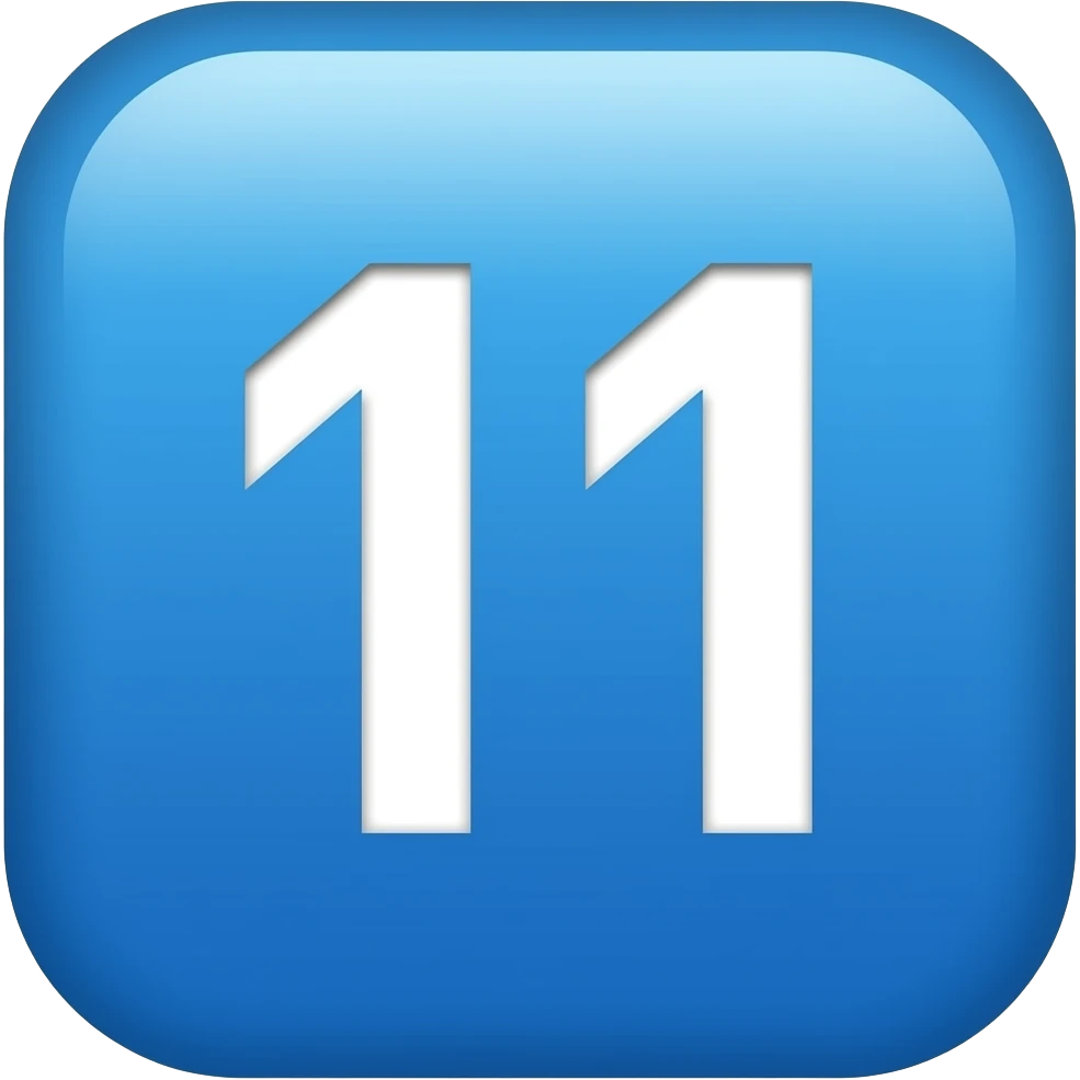 Create an emoji with number 11 in a classic way, on a blue background, just like others emoji with numbers emoji
