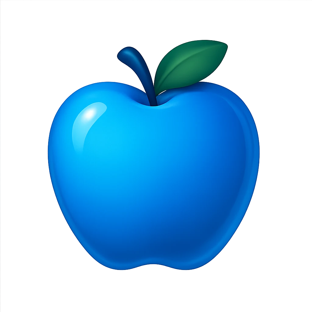 Make the blue part more vibrant and glass glossy, no symbols, no sword, in apple emoji style. emoji