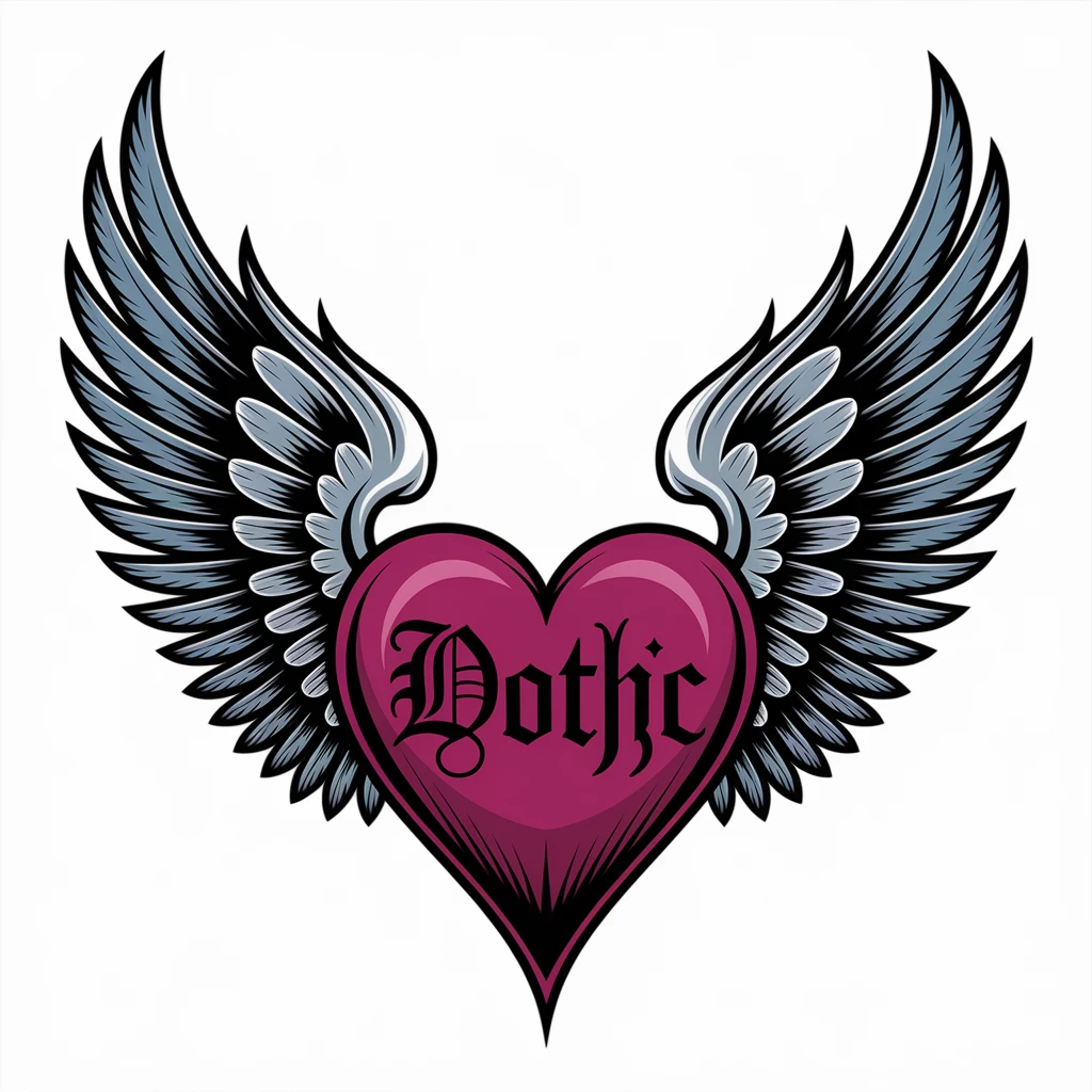 gothic heart with a dark angel wing emoji