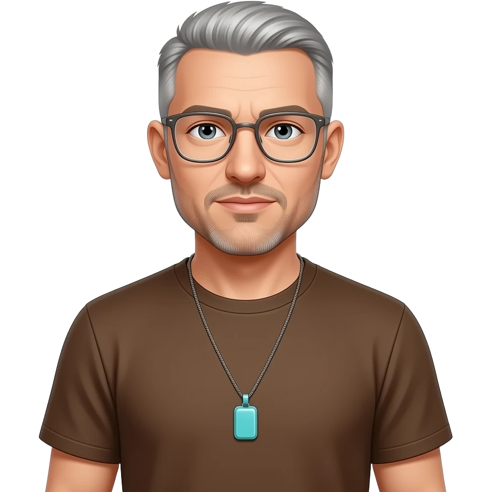 pointed chin pointed chin haved face pendant without a clasp Turquoise on brown paracord t shirt shaved grey short hair full-length photo of extreme streetwear clean-shaven face cool boy thin metal-framed glasses very entellectual man, 48 years old street wear stubble, shaved short with clippers emoji