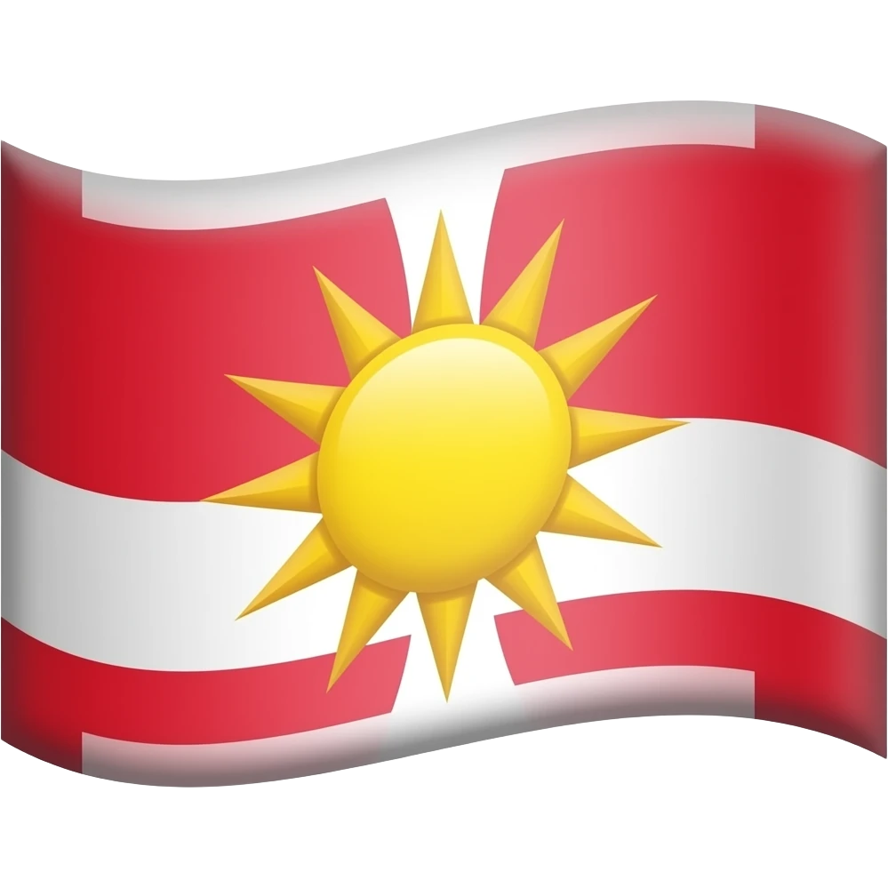 Красно белый флаг а посередине солнце эмодз emoji