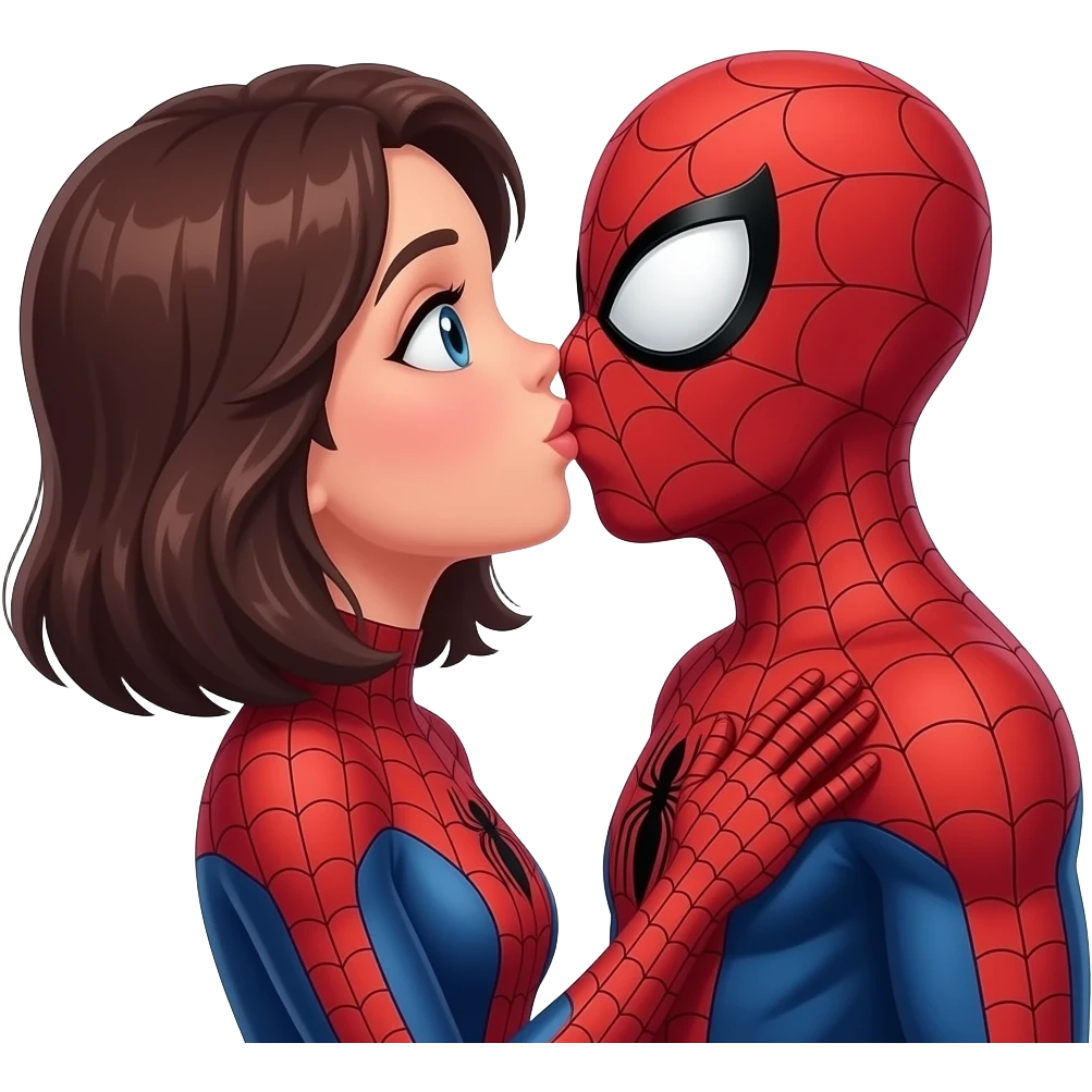 Spidergirl kiss spiderman emoji