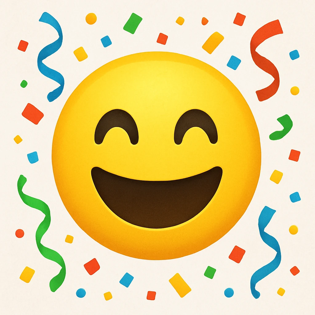 yellow face with confetti emoji
