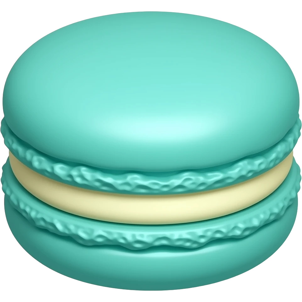 macarron dulce, en color turqueza, de frete o de la parte de arriba emoji