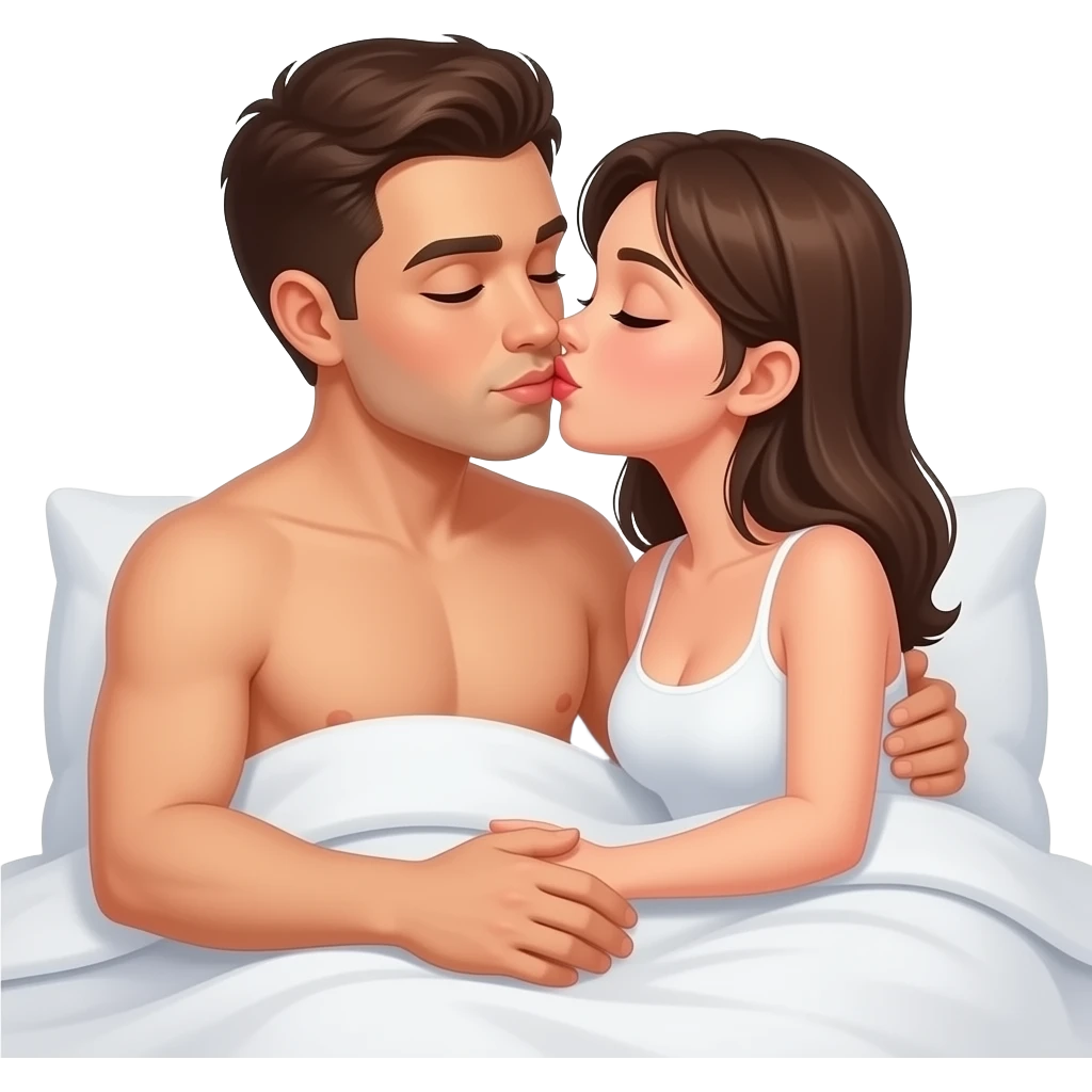 Naked Porn in bed bot kissing girl emoji