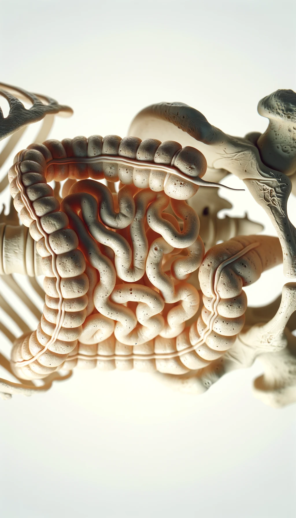 dolore all'intestino umano anatomico realistico, sfondo chiaro emoji