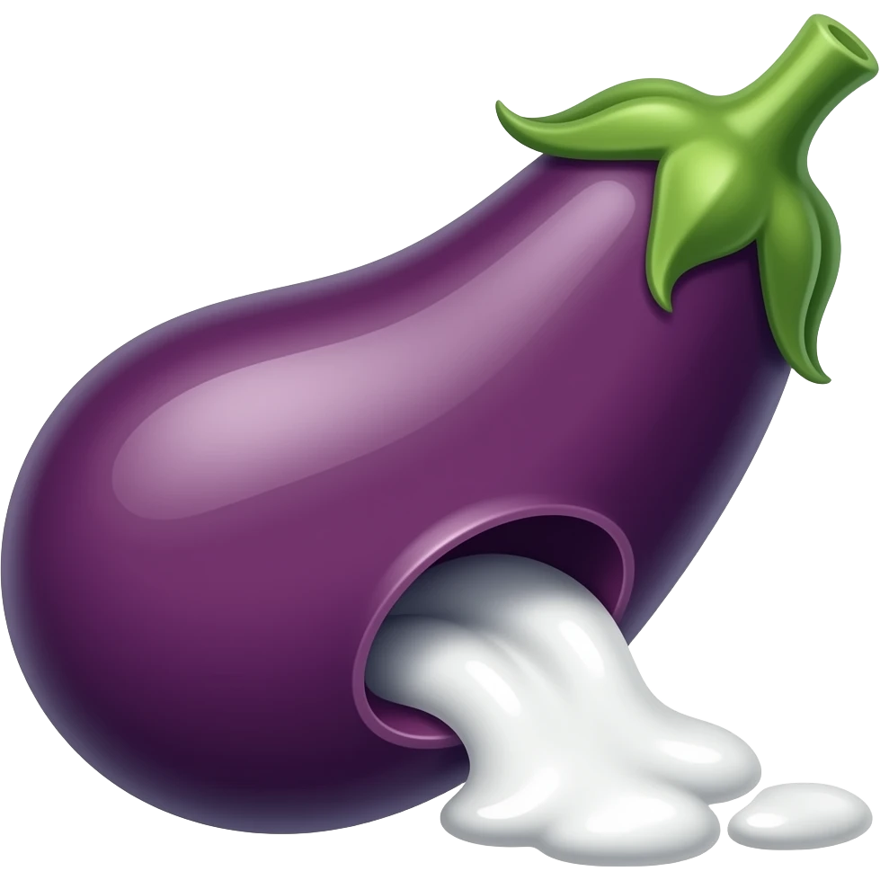 Eggplant in ass hole and white stuff comes out emoji
