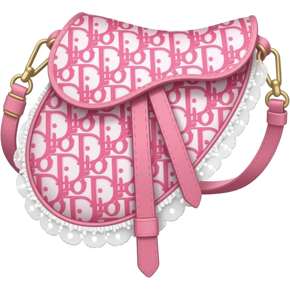 Pink Dior Oblique Embroidery and White Lace saddle bag emoji