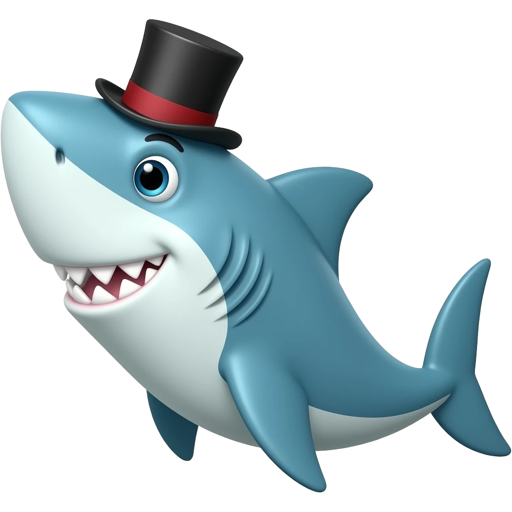 Shark with a top hat emoji