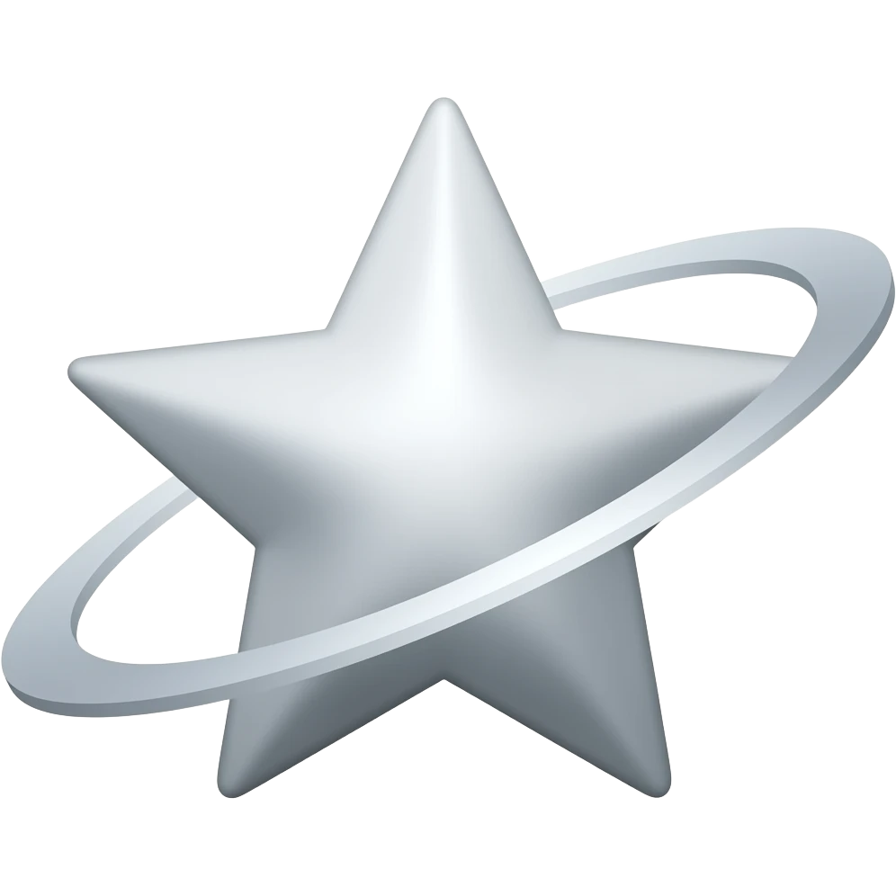 SILVER SHOOTING STAR GOING IN CIRCLE AND STAR IS BIG ALL IN SILVER emoji