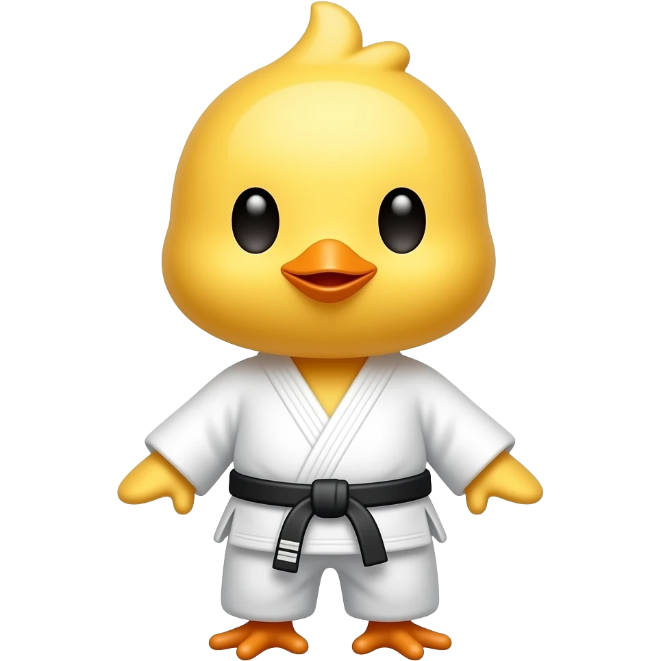 Un pollito de emoji de WhatsApp vestido de judoca emoji