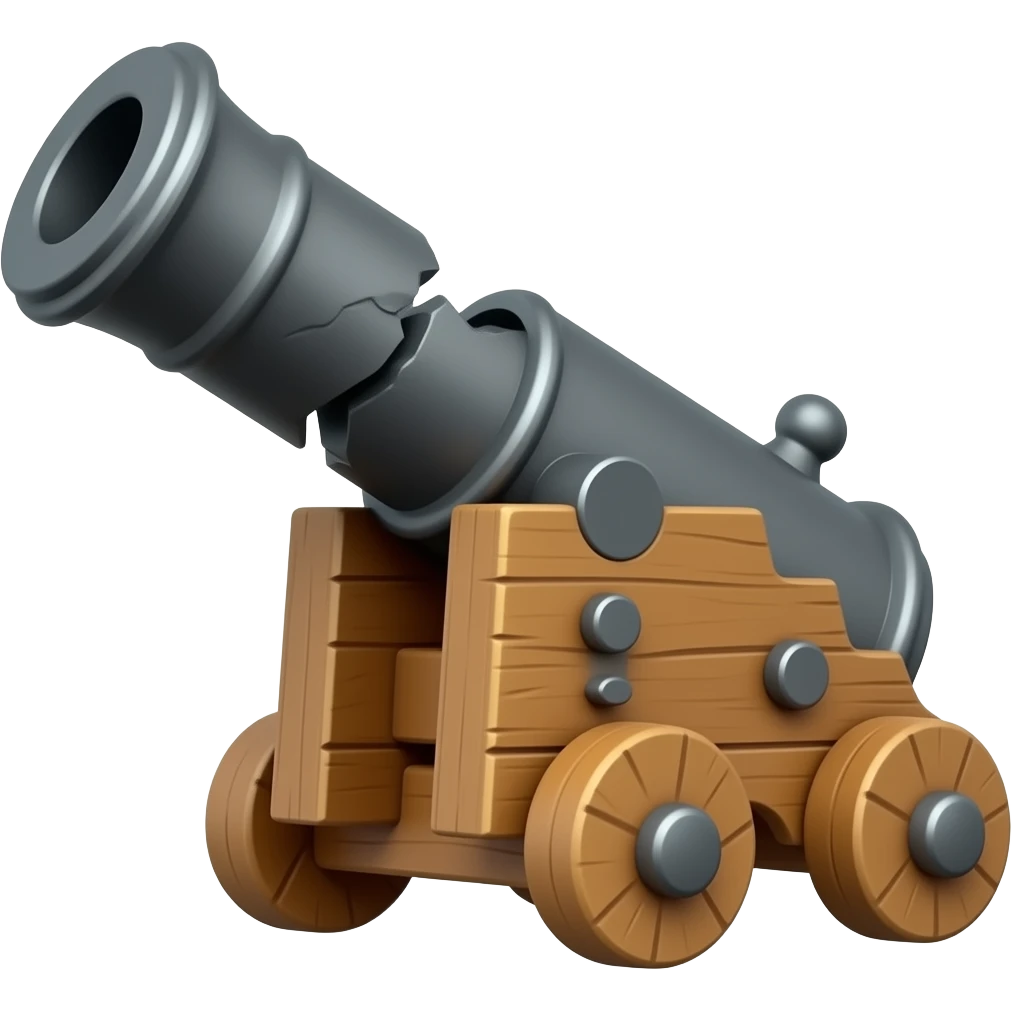 broken cannon with soft neck emoji