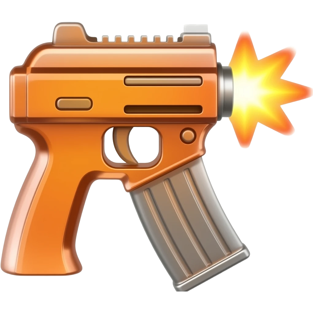 Glittering Orange smg facing the right shooting emoji