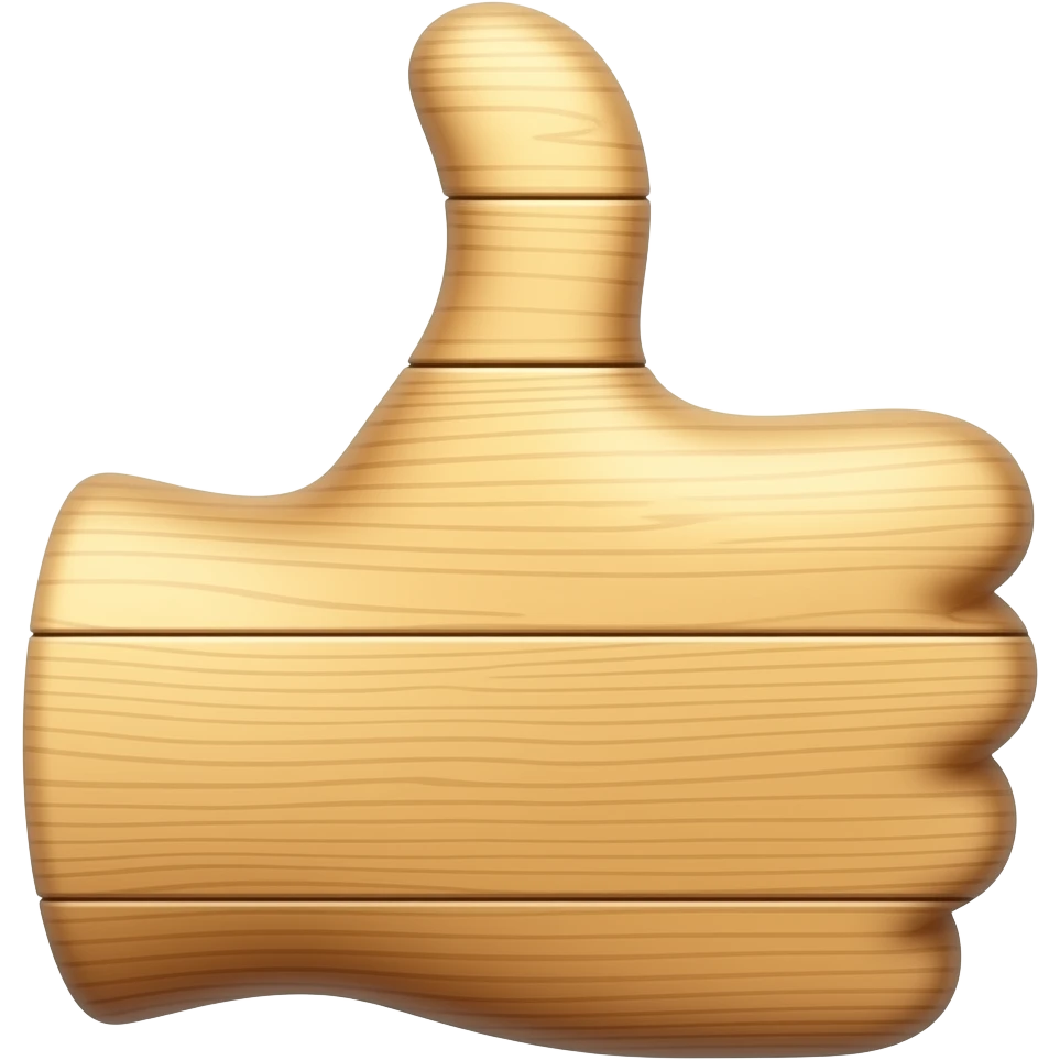 a wooden thumbs up emoji