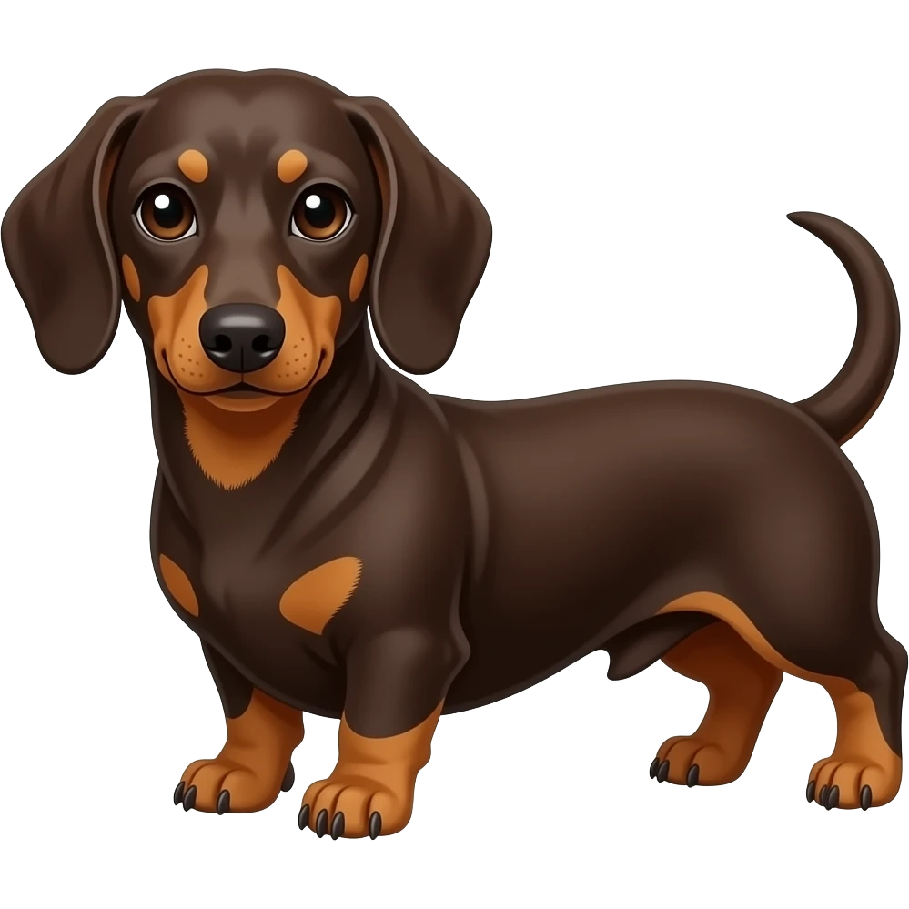 A chocolate and tan dachshund, but with a more dark auburn color looking tan points emoji