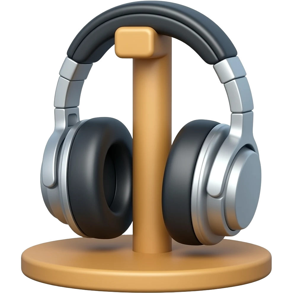 headphone on stand wood emoji