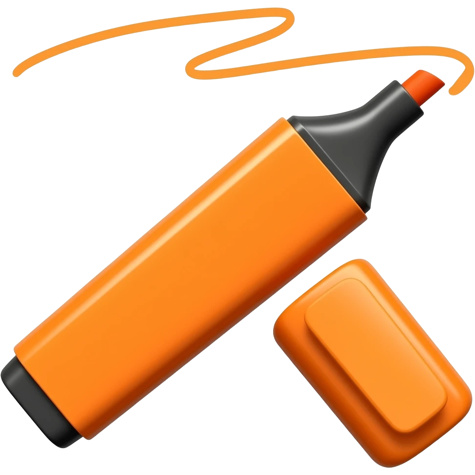 orange highlighter pen lid off orange squiggle line emoji