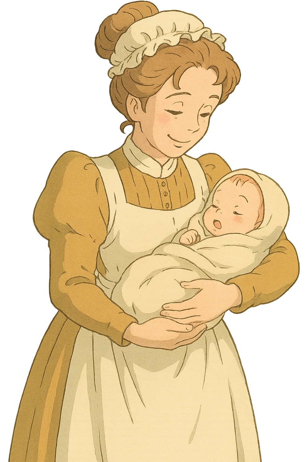 victorian midwife with baby emoji