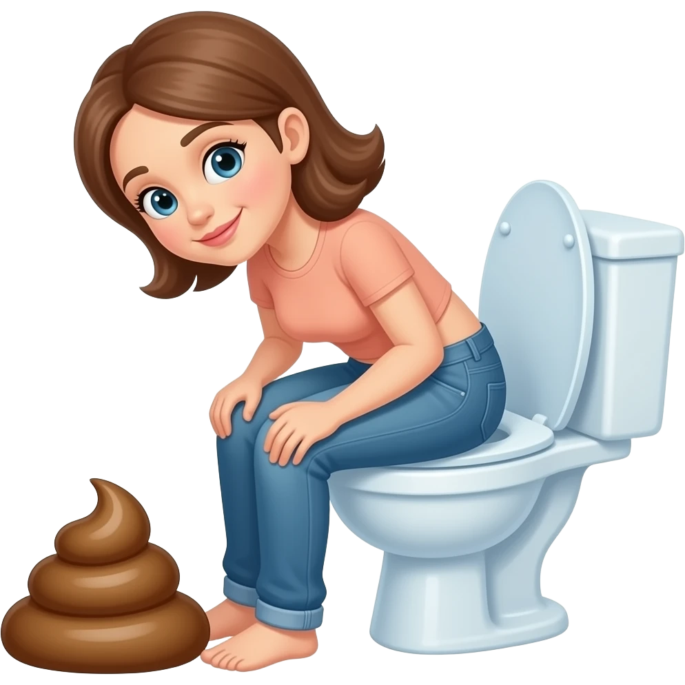 Woman poop on toilet pants off emoji