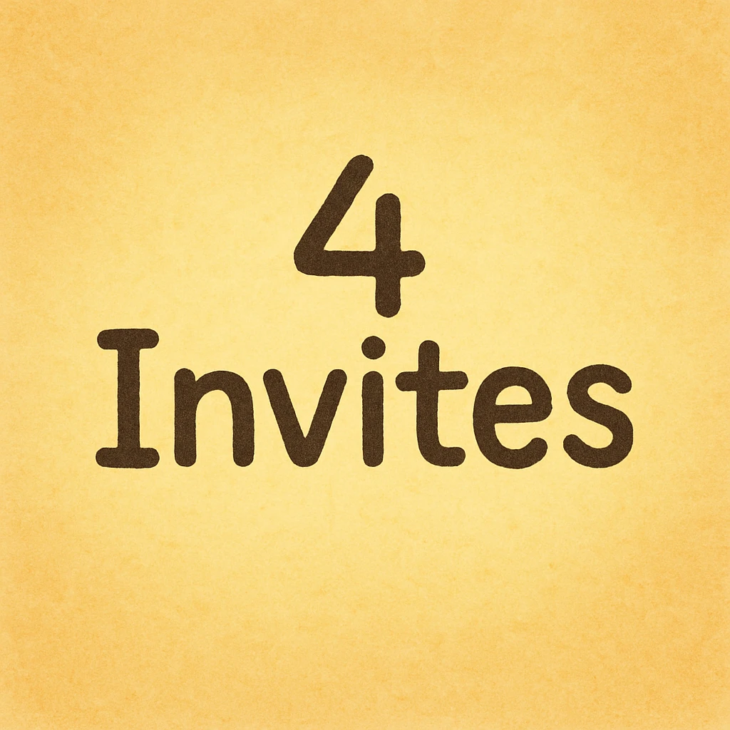 128x128 image with the text '4 Invites' in black, playful rounded font, centered on a soft yellow gradient background, no icons or extra elements emoji
