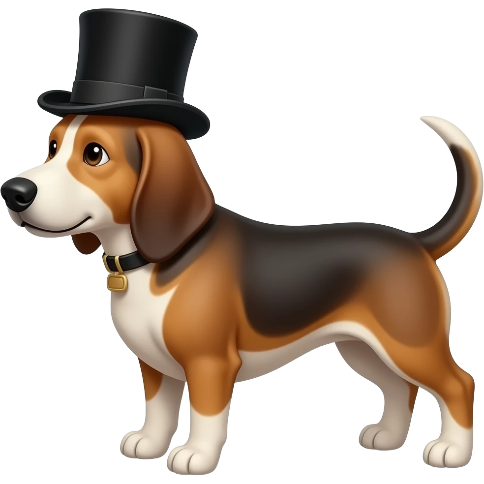 Hound wearing a top hat emoji
