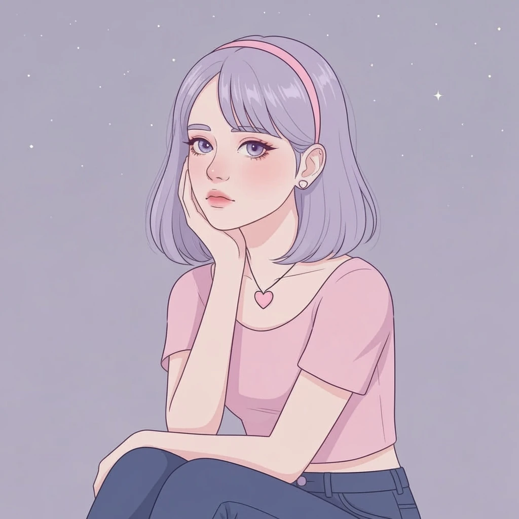 pastel emo profile picture with a heart accent, cute, expressive, minimal, variation 3 emoji