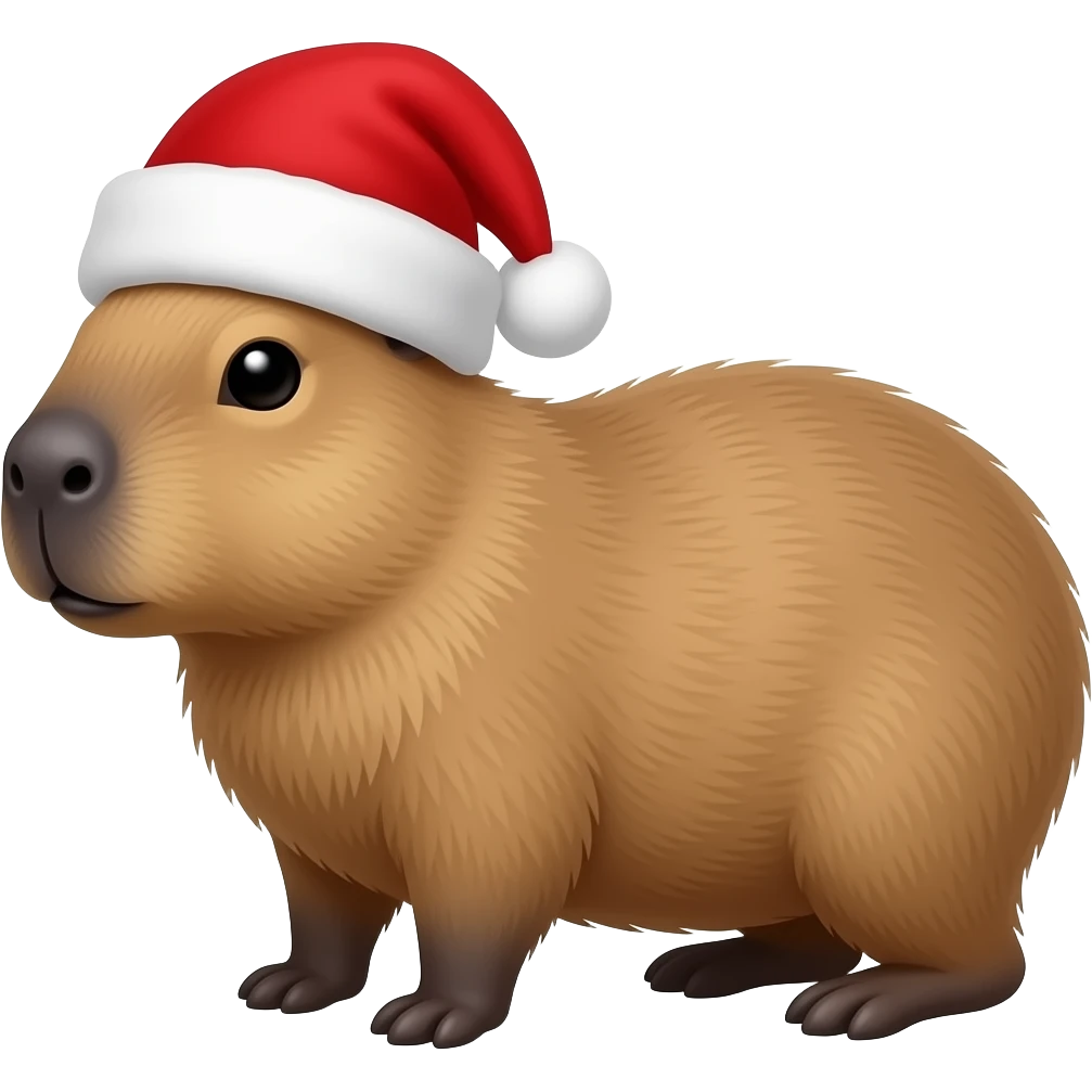 Capibara with a christmas hat emoji