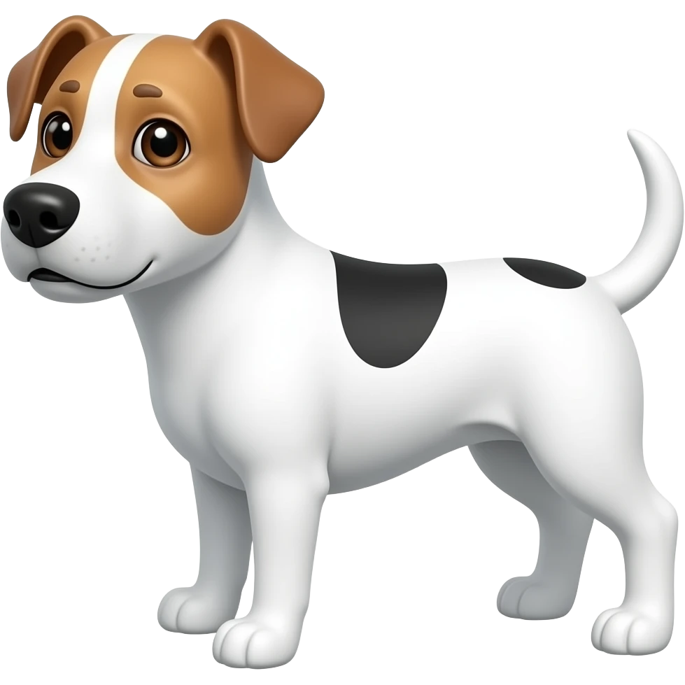 Cara Perro bodeguero ratonero negro y blanco con cejas marrones que es como si tuviera 4 ojos y todo el cuerpo blanco excepto una mancha negra en el lomo emoji