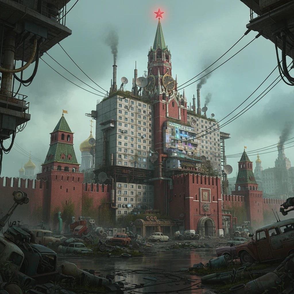 Московский Кремль, но как будто его скрестили с панельками Хрущева.

В стиле Atomic Heart emoji