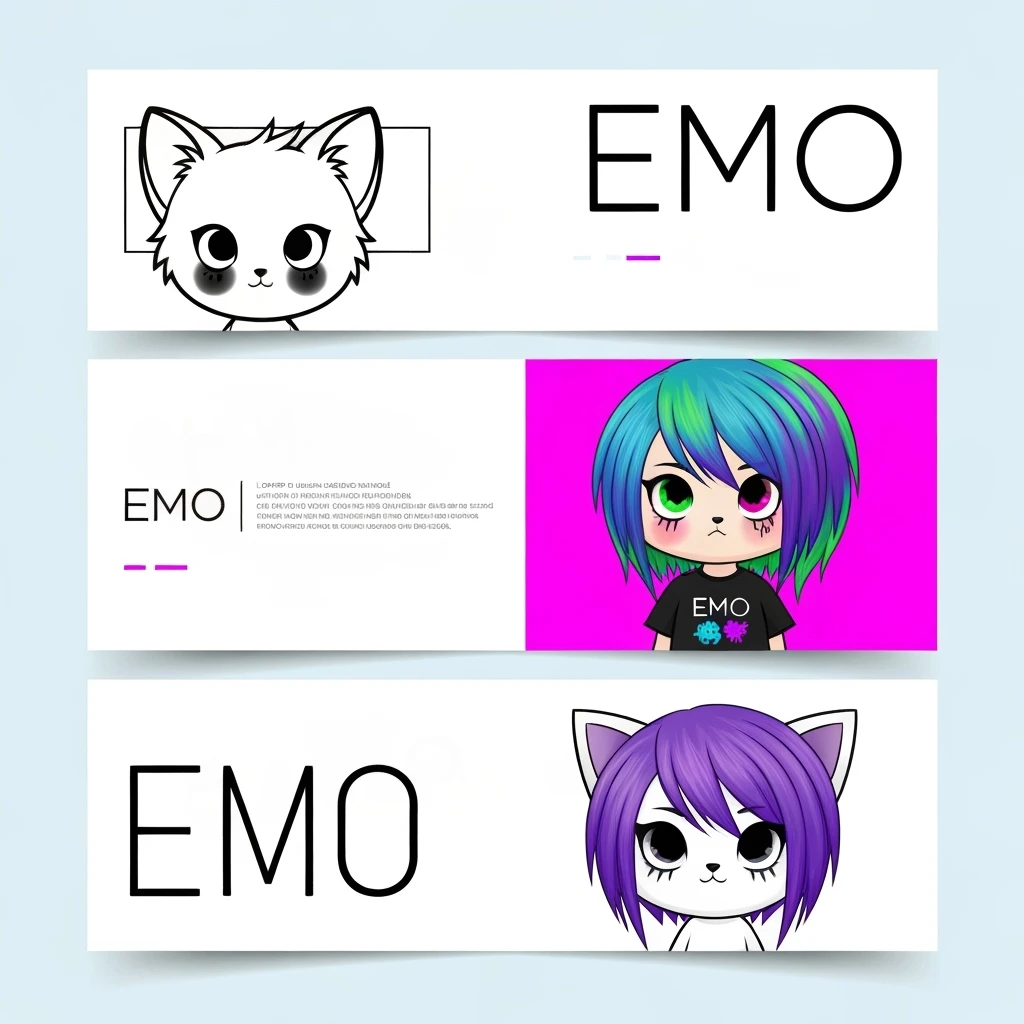 emo banner, cute, expressive, minimal, variation 3 emoji