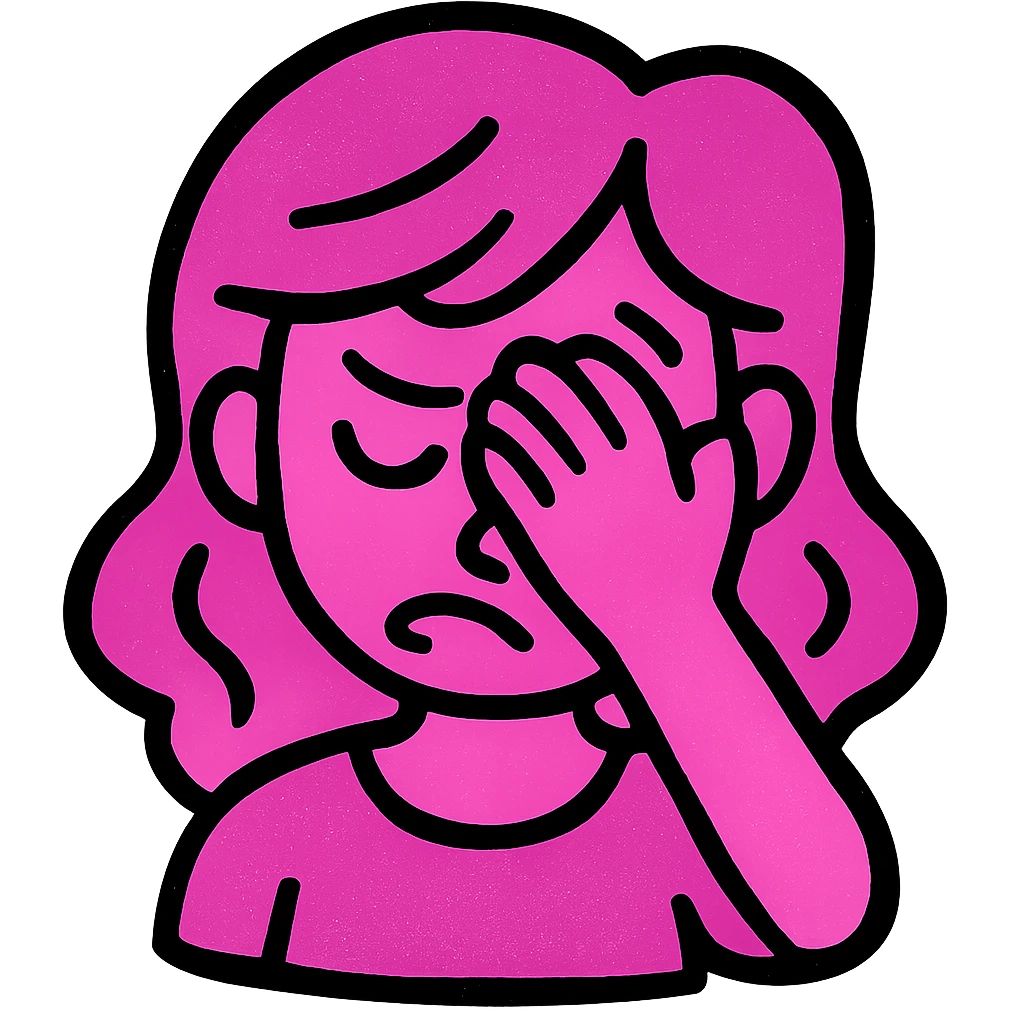 a woman facepalming, icon style, pink color emoji