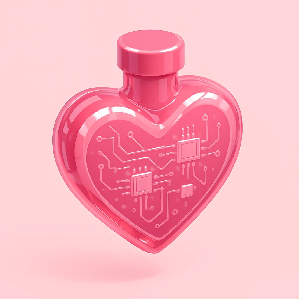 pink heart-shaped bottle, 3D rendered, glossy finish, no character, only the bottle emoji