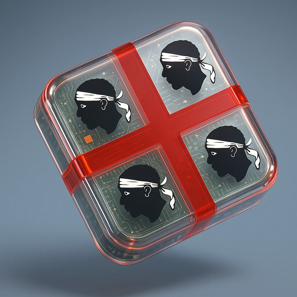 glossy modern icon style flag of Sardinia with a red cross and four Moors' heads emoji