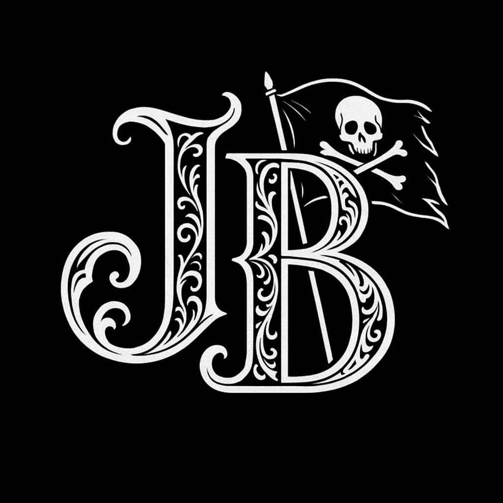 Сделай буквы JB с пиратским флагом emoji