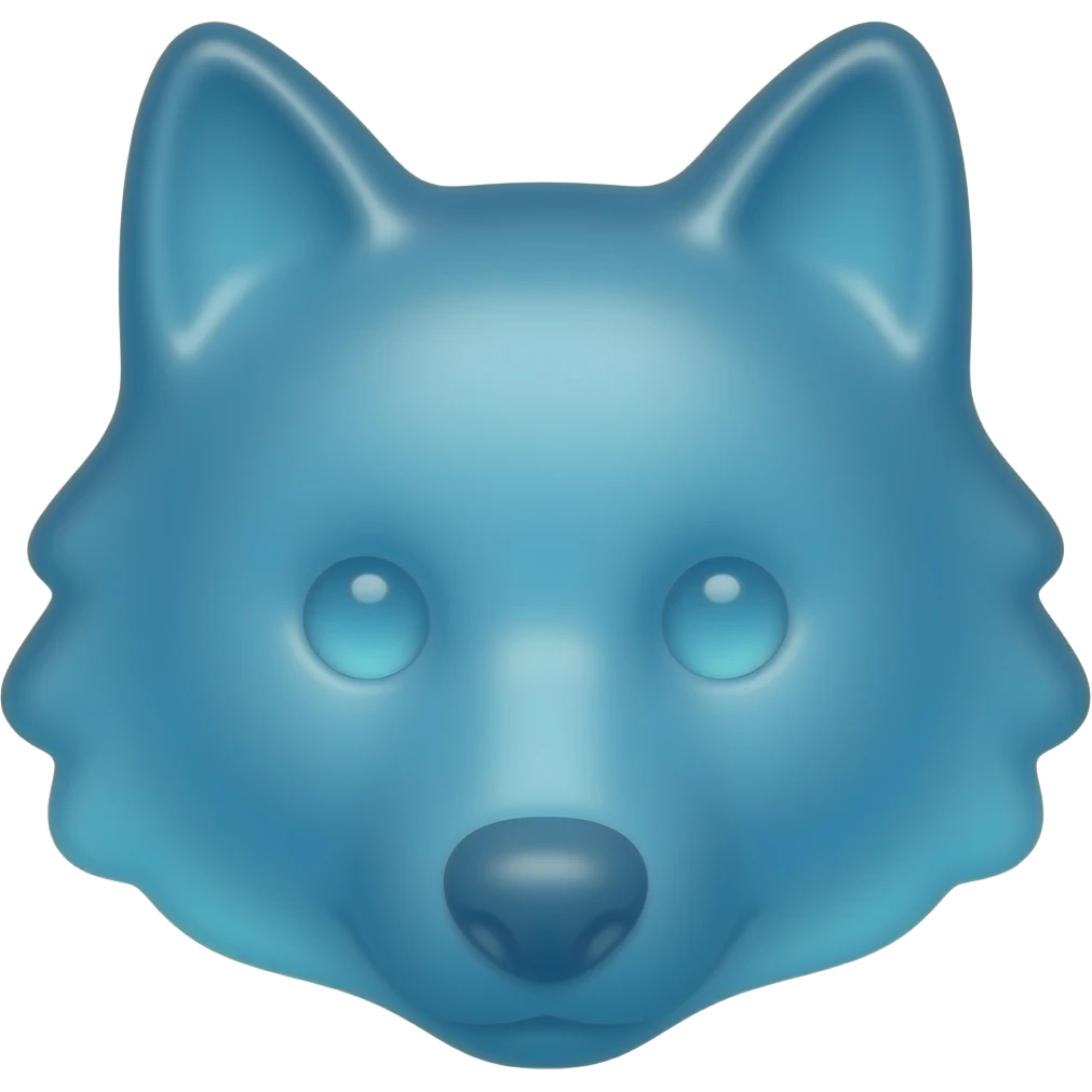 Blue Gummy clear wolf candy face emoji