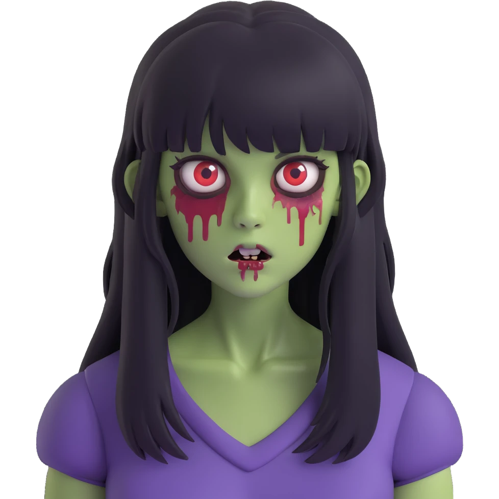 zombie girl with bangs and long hair emoji
