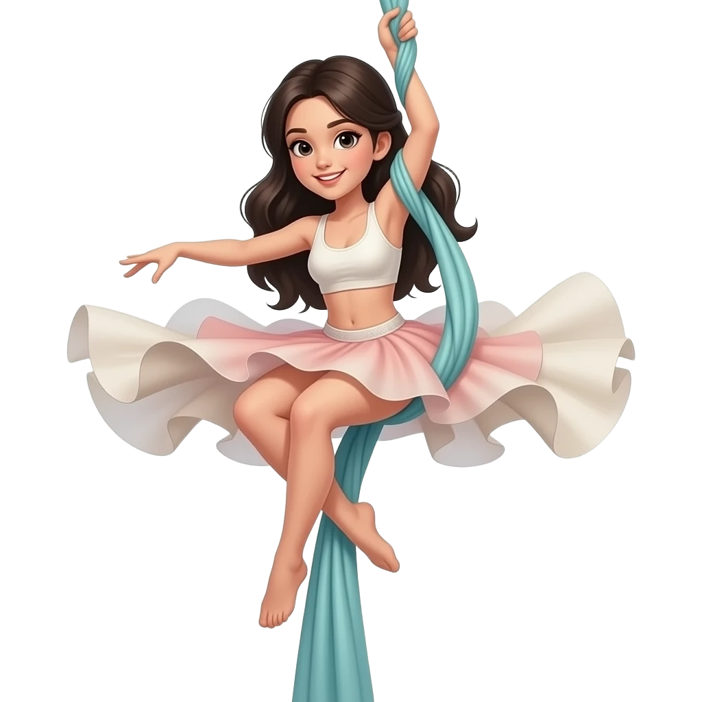 crea un emoji di una ragazza mora con la pelle chiara che fa danza aerea emoji