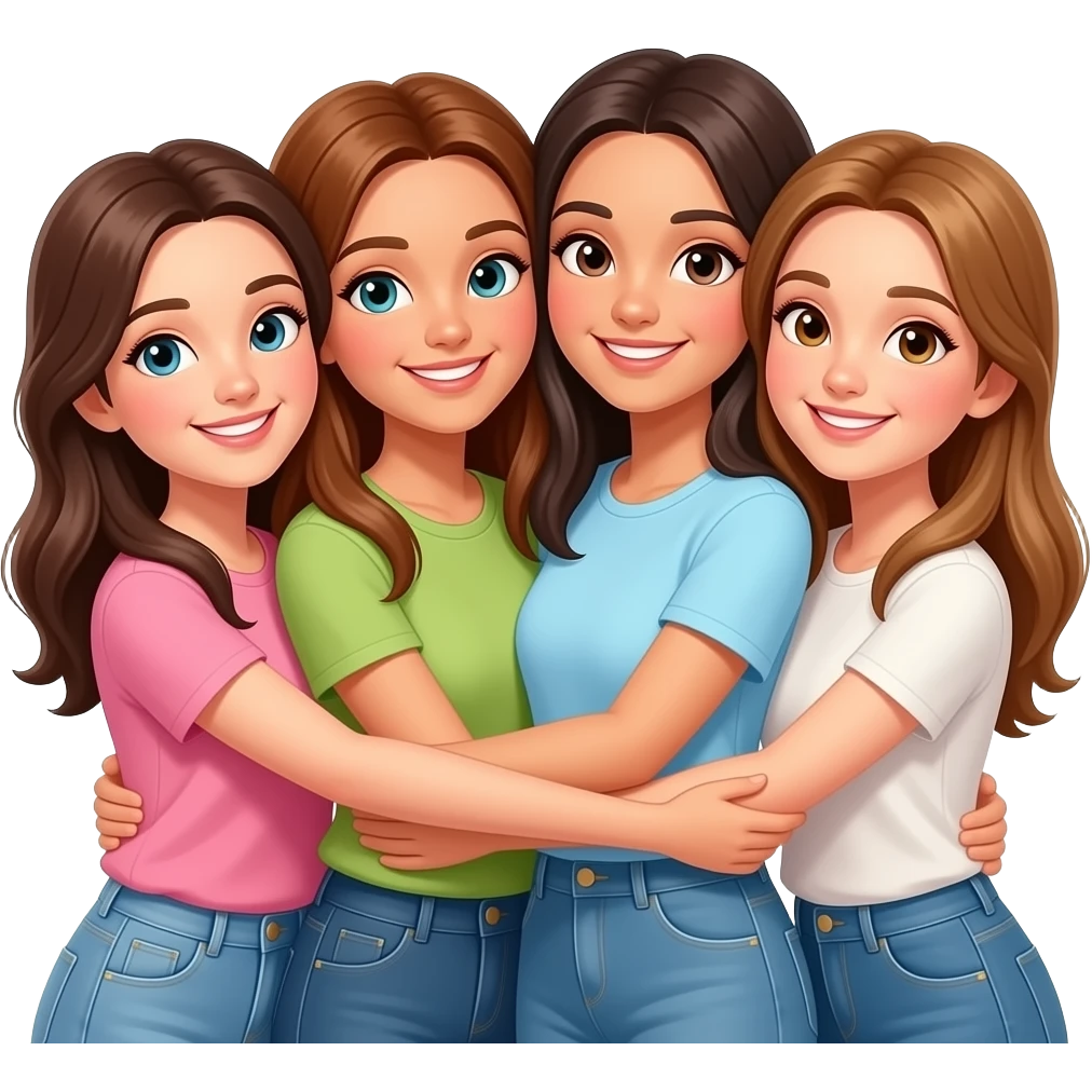 4 girlies hug emoji