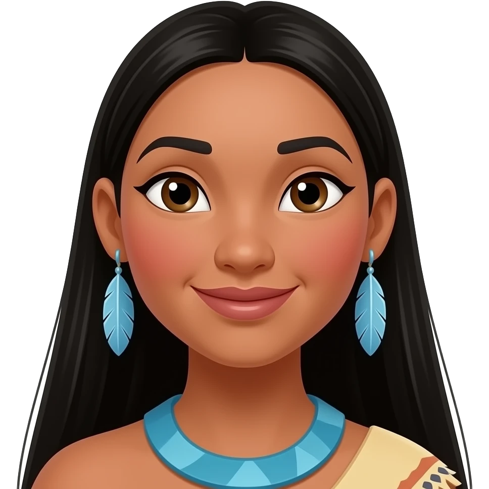 Pocahontas from Disney Princess with feather earrings emoji