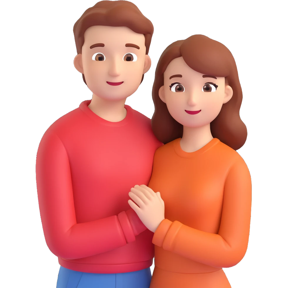 couple posing, close up pose, living room background emoji