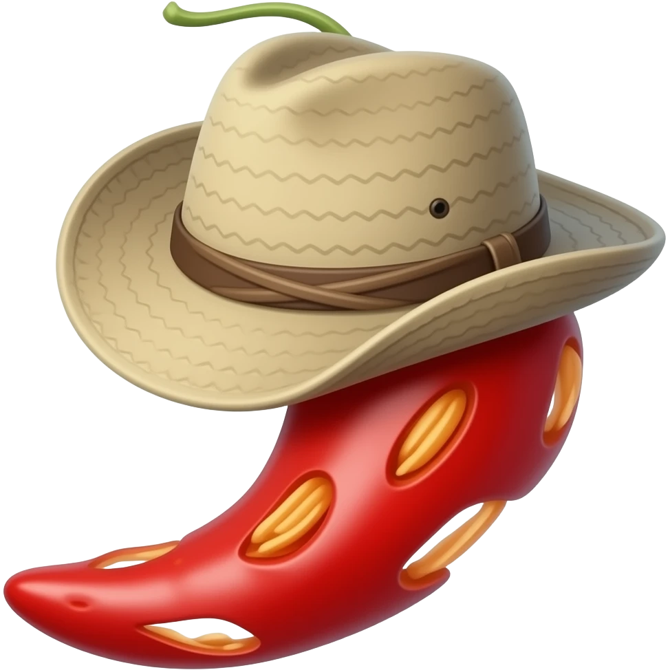Chilli Pepper with  safari Hat closeup emoji
