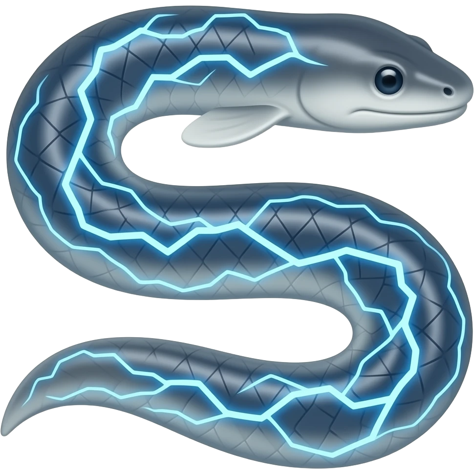 long electric eel with electricity emoji