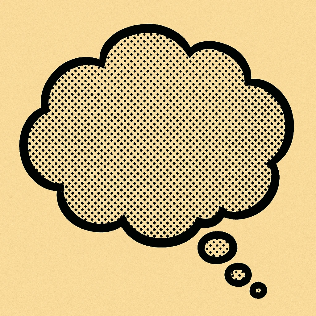 classic cartoon style empty thought bubble with outlined shape emoji