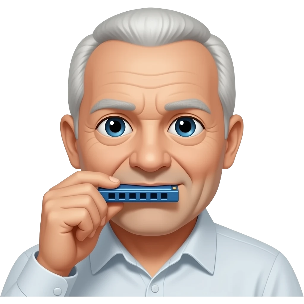 broat face old man few hair blues harmonica emoji