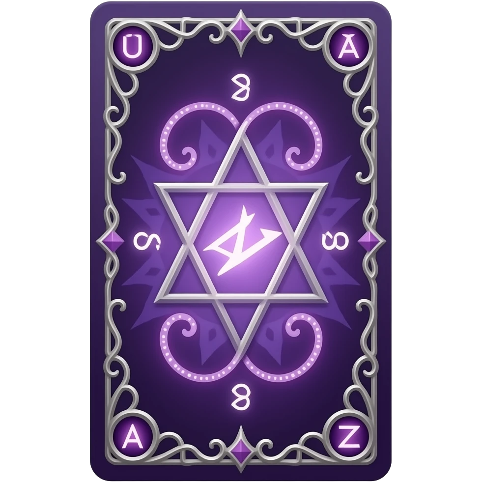 Fantasy magic purple Tarot cards backs design emoji