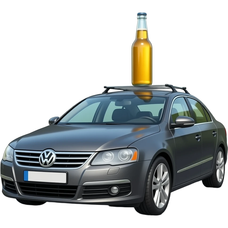 Volkswagen Passat СС 2010 with a beer bottle on the roof emoji