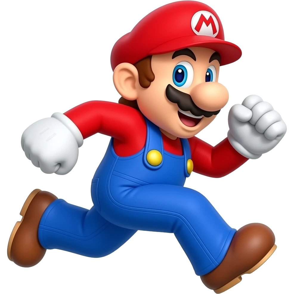 mario qui court vers la droite avec le pied gauche à l'arrière et le poing gauche vers l'avant emoji